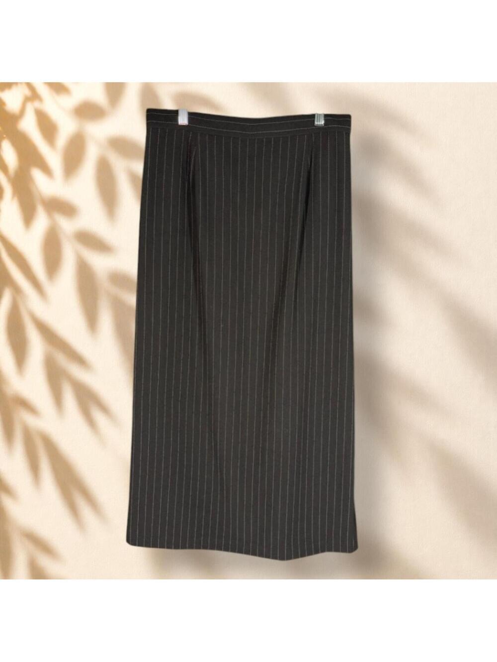 Perceptions Skirt Women 14 Black Striped Maxi Long Zipper High Rise Casual